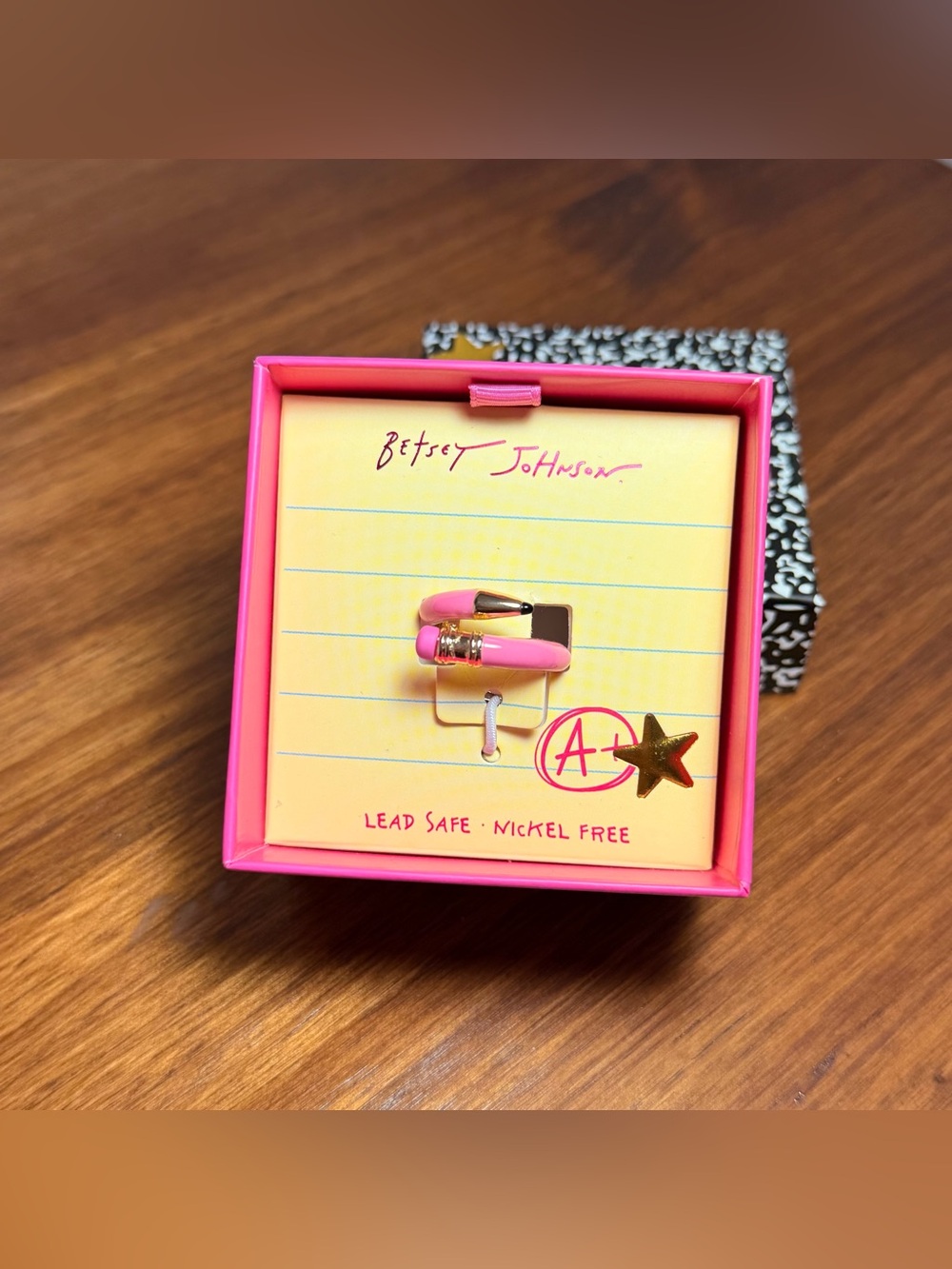 NWT Betsey Johnson Back to School Pink & Gold Pencil Charm Ring